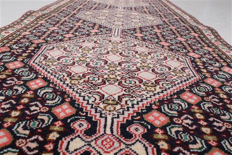 Sanandaj Black Runner Hand Knotted 24 X 911 Area Rug 250-22677 Image 3