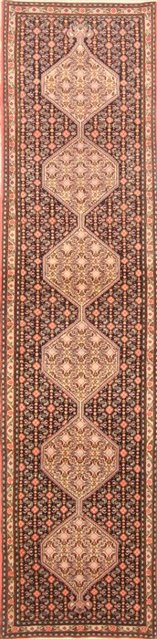 Sanandaj Black Runner Hand Knotted 24 X 911 Area Rug 250-22677 Image 0