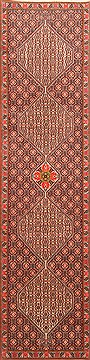 Sanandaj Black Runner Hand Knotted 2'5" X 9'7"  Area Rug 250-22684