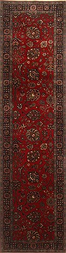 Agra Red Runner Hand Knotted 2'8" X 10'1"  Area Rug 250-22691