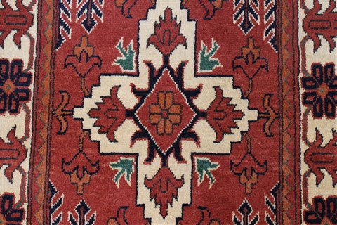 Kazak Brown Runner Hand Knotted 25 X 97 Area Rug 250-22692 Image 5