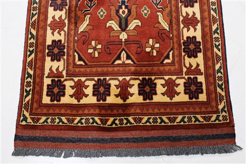 Kazak Brown Runner Hand Knotted 25 X 97 Area Rug 250-22692 Image 6
