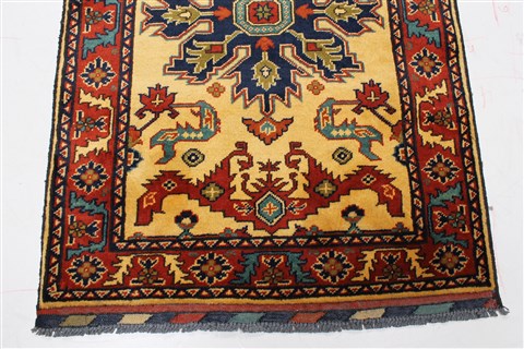 Kazak Yellow Runner Hand Knotted 28 X 99 Area Rug 250-22694 Image 7