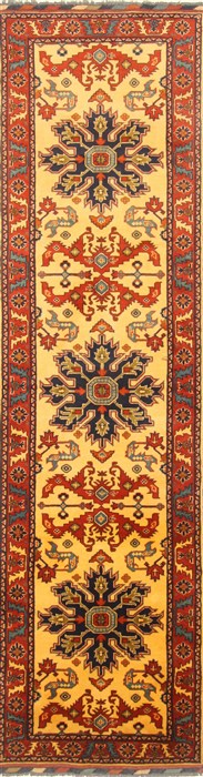 Kazak Yellow Runner Hand Knotted 28 X 99 Area Rug 250-22694 Image 0
