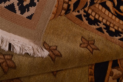 Asian Inspired Brown Hand Knotted 91 X 119 Area Rug 100-22702 Image 5