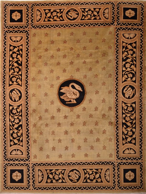 Asian Inspired Brown Hand Knotted 91 X 119 Area Rug 100-22702 Image 0