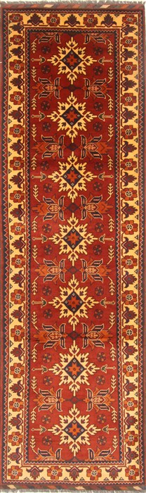 Kazak Brown Runner Hand Knotted 210 X 98  Area Rug 250-22708 Image 0