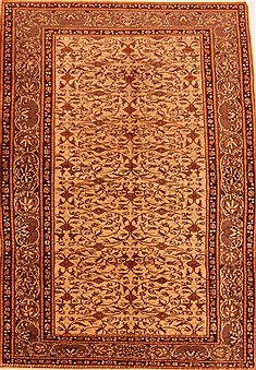 Turkish Kayseri Beige Square 5 to 6 ft Wool Carpet 22721