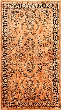Sarouk Beige Hand Knotted 4'0" X 7'4"  Area Rug 100-22725