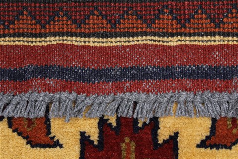 Kazak Yellow Runner Hand Knotted 29 X 97 Area Rug 250-22729 Image 1