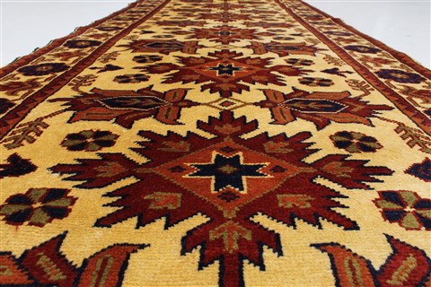 Kazak Yellow Runner Hand Knotted 29 X 97 Area Rug 250-22729 Image 2