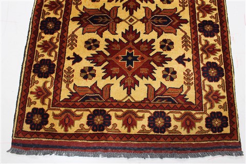 Kazak Yellow Runner Hand Knotted 29 X 97 Area Rug 250-22729 Image 6