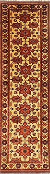 Afghan Kazak Yellow Runner 10 to 12 ft Wool Carpet 22729