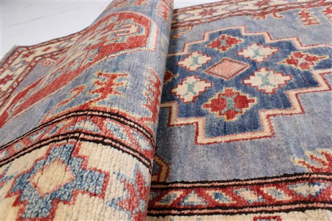 Kazak Blue Runner Hand Knotted 28 X 121  Area Rug 250-22769 Image 10