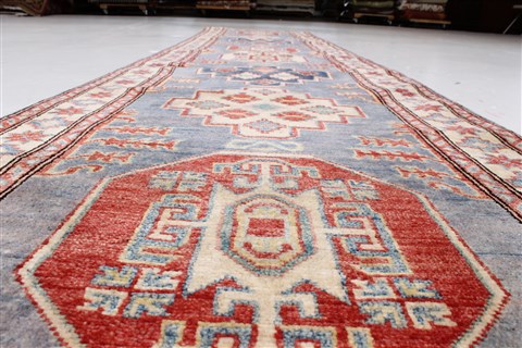 Kazak Blue Runner Hand Knotted 28 X 121  Area Rug 250-22769 Image 13