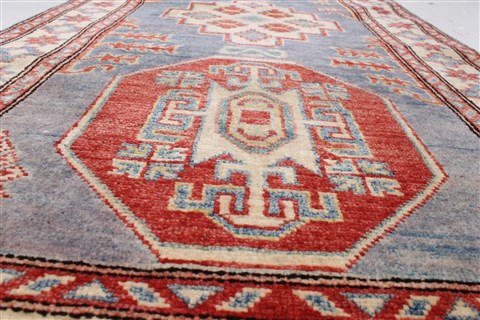 Kazak Blue Runner Hand Knotted 28 X 121  Area Rug 250-22769 Image 14