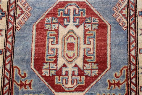 Kazak Blue Runner Hand Knotted 28 X 121  Area Rug 250-22769 Image 2