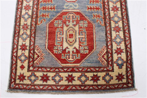 Kazak Blue Runner Hand Knotted 28 X 121  Area Rug 250-22769 Image 5