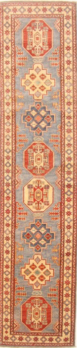 Kazak Blue Runner Hand Knotted 28 X 121  Area Rug 250-22769 Image 0