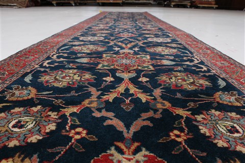 Semnan Blue Runner Hand Knotted 26 X 120 Area Rug 250-22771 Image 1