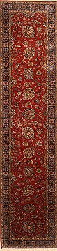 Tabriz Red Runner Hand Knotted 2'7" X 11'6"  Area Rug 250-22774