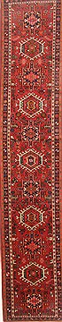Karajeh Red Runner Hand Knotted 2'6" X 12'11"  Area Rug 250-22788
