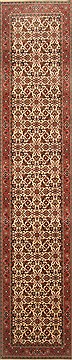 Indian sarouk Beige Runner 13 to 15 ft Wool Carpet 22789