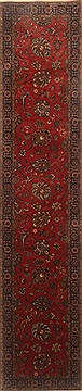 Tabriz Red Runner Hand Knotted 2'7" X 12'3"  Area Rug 250-22791