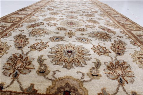 Kashan Beige Runner Hand Knotted 27 X 1110 Area Rug 250-22796 Image 1