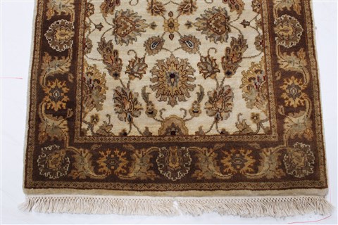 Kashan Beige Runner Hand Knotted 27 X 1110 Area Rug 250-22796 Image 4