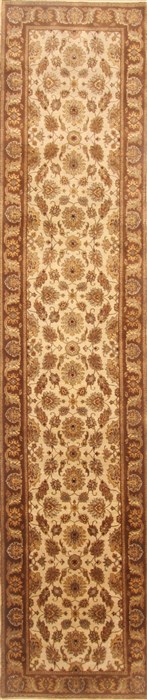 Kashan Beige Runner Hand Knotted 27 X 1110 Area Rug 250-22796 Image 0