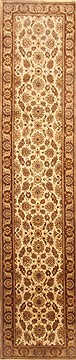 Kashan Beige Runner Hand Knotted 2'7" X 11'10"  Area Rug 250-22796