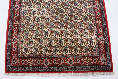 Sanandaj Beige Runner Hand Knotted 31 X 126 Area Rug 250-22799 Image 4