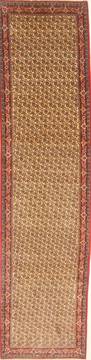 Sanandaj Beige Runner Hand Knotted 3'1" X 12'6"  Area Rug 250-22799