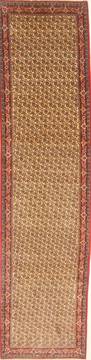 Sanandaj Beige Runner Hand Knotted 3'1" X 12'6"  Area Rug 250-22799