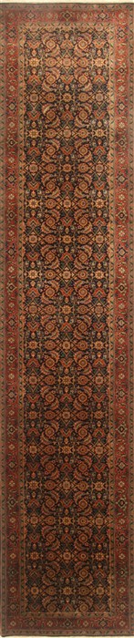 Herati Black Runner Hand Knotted 27 X 1111  Area Rug 250-22800 Image 0