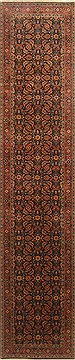 Indian Herati Black Runner 10 to 12 ft Wool Carpet 22807