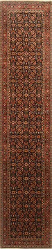 Herati Black Runner Hand Knotted 2'7" X 12'0"  Area Rug 250-22807