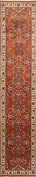 Indian sarouk Brown Runner 10 to 12 ft Wool Carpet 22820