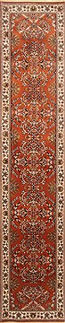 Indian sarouk Brown Runner 10 to 12 ft Wool Carpet 22820