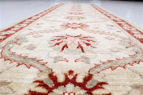 Pishavar Beige Runner Hand Knotted 29 X 99 Area Rug 250-22822 Image 1