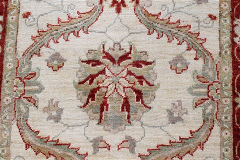 Pishavar Beige Runner Hand Knotted 29 X 99 Area Rug 250-22822 Image 8