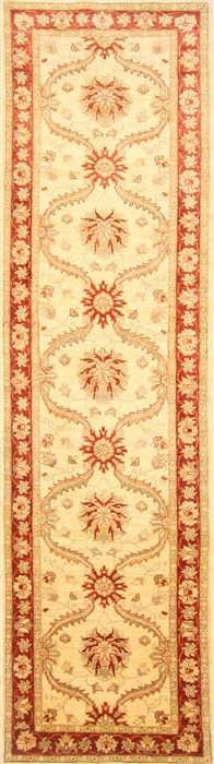 Pishavar Beige Runner Hand Knotted 29 X 99 Area Rug 250-22822 Image 0