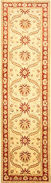 Pakistani Pishavar Beige Runner 10 to 12 ft Wool Carpet 22822