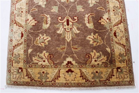 Pishavar Brown Runner Hand Knotted 26 X 101 Area Rug 250-22824 Image 3