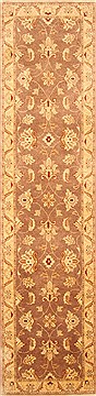 Pishavar Brown Runner Hand Knotted 2'6" X 10'1"  Area Rug 250-22824