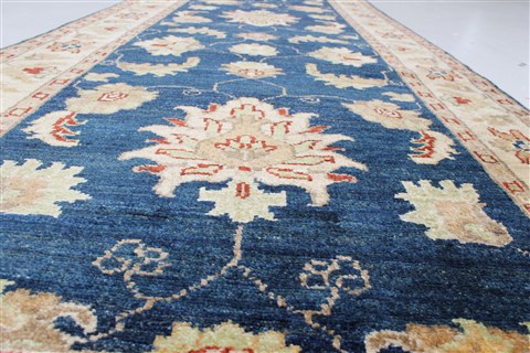 Pishavar Blue Runner Hand Knotted 29 X 98 Area Rug 250-22829 Image 1