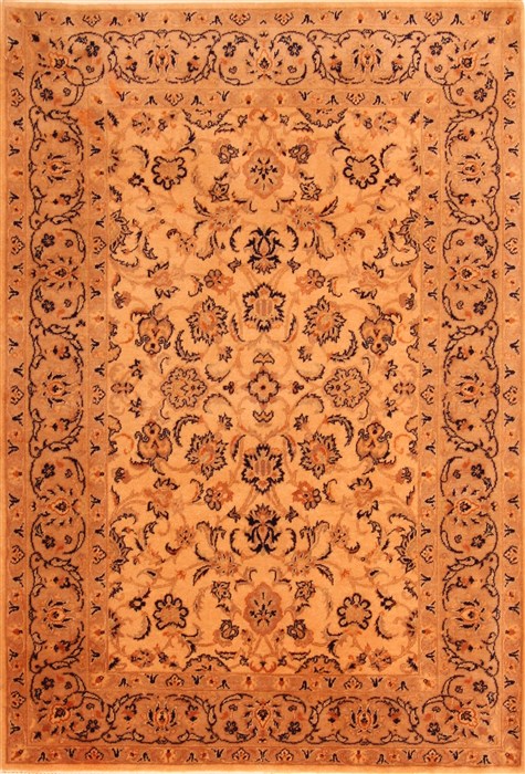 Tabriz Beige Square Hand Knotted 411 X 53 Area Rug 100-22838 Image 0