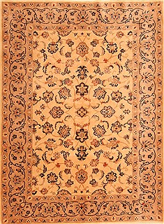 Romania Tabriz Beige Rectangle 3x5 ft Wool Carpet 22854