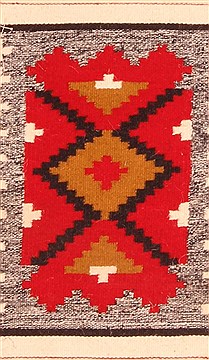 Russia Kilim Red Rectangle 1x2 ft Wool Carpet 22874